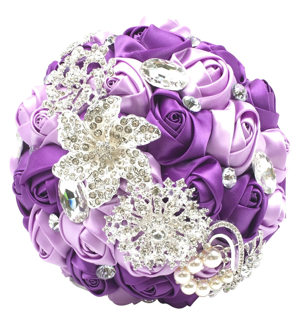 Abbie Home Advanced Customization Romantic Bride Wedding Holding Toss Bouquet Rose Brooch with Pearls and Rhinestone decorative 
