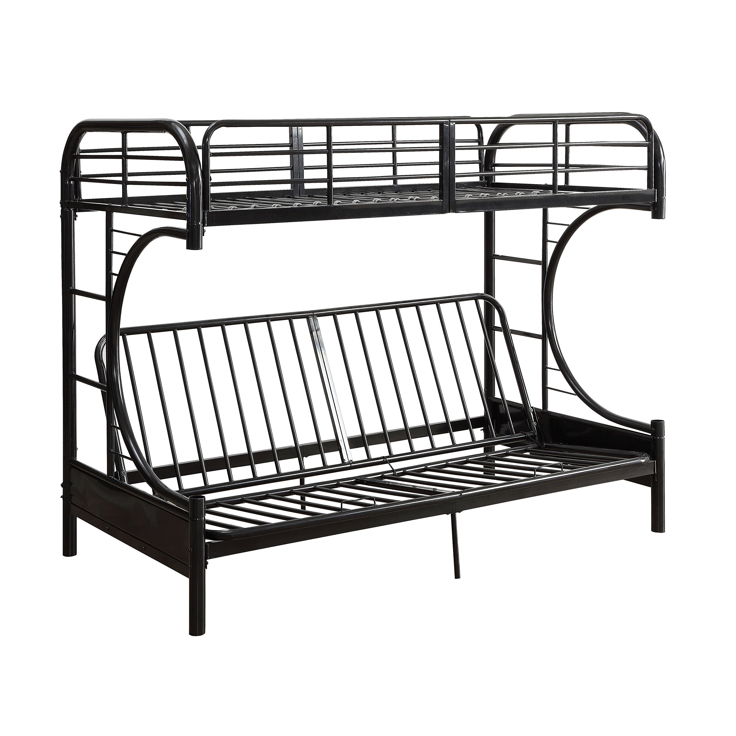 Acme Furniture Bed, Twin Top Bunk Over Full/Futon Bottom Bunk, Black