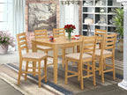 East West Furniture CACF7H-OAK-C Capri 7 Piece Kitchen Counter Set Consist of a Rectangle Table and 6 Linen Fabric Dining Room Chairs, 36x60 Inch, Oak