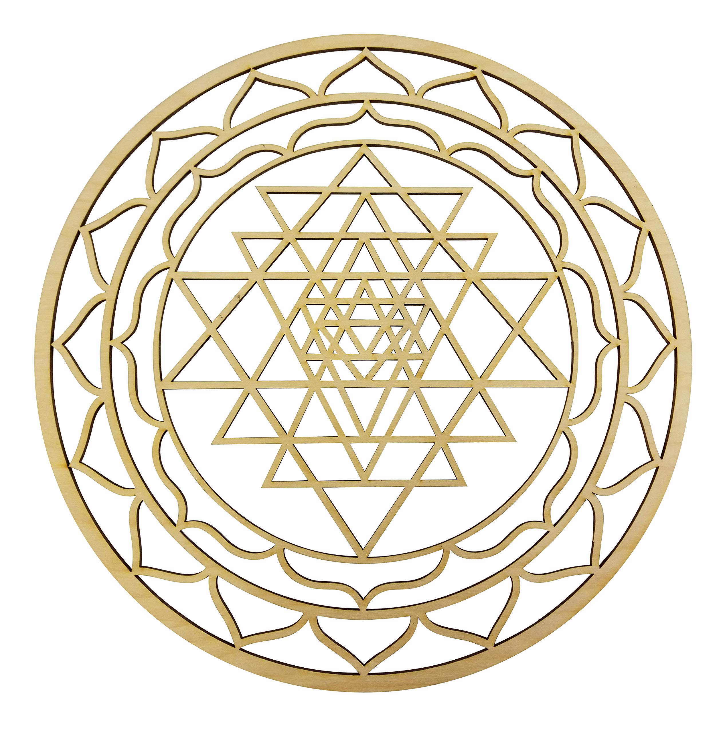 Sri Yantra Hindu Tantra Chaka | 12    Diameter - 1/8    Thick | Wooden Wall Art Hindu, Crystal Grid, Zen, Oriental Wall Art, Woo