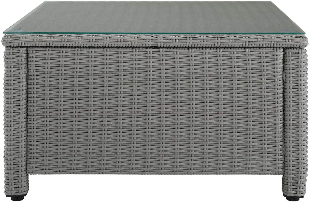 Crosley Furniture Bradenton All Weather Rattan Wicker Outdoor Sectional Coffee Table For Patio, Deck, Porch, Gray