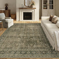PureCozy Vintage Area Rug 8x10 Light Brown Washable Living Room Bedroom Indoor Carpet Tribal Distressed Retro Accent Throw Rug f