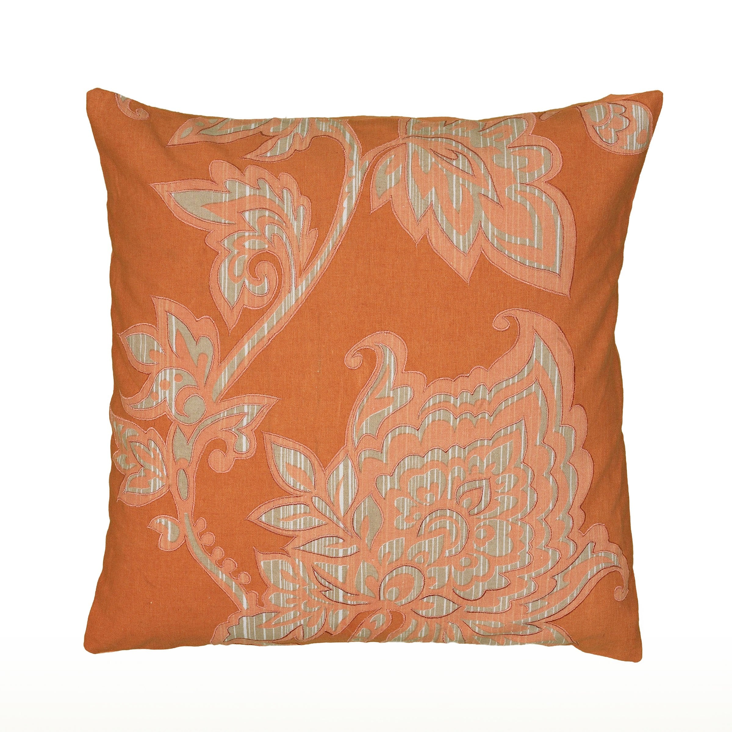 Rizzy Home | T06534 | Poly Fill Decorative Pillow | 18&quot;X18&quot; Orange Floral