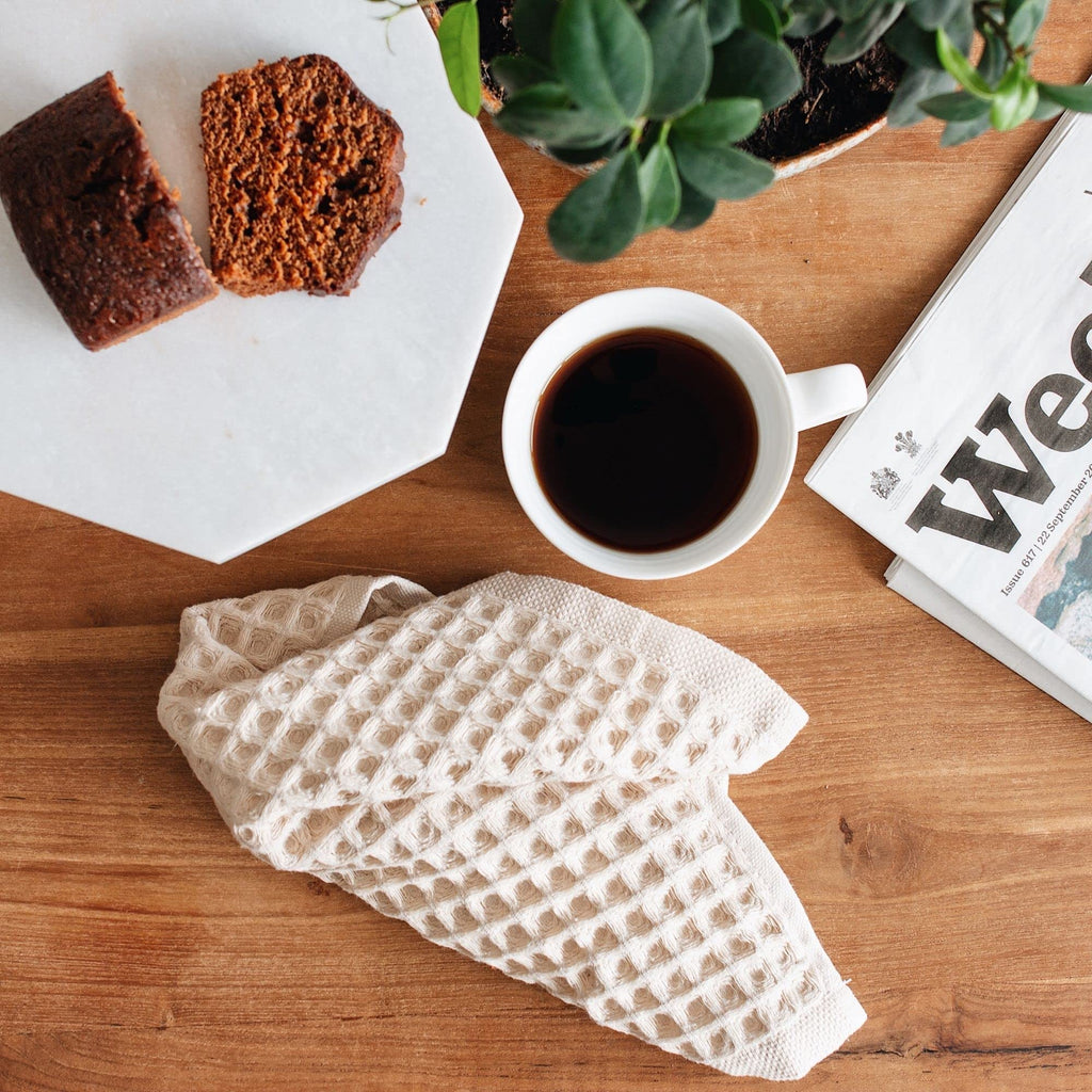 Sea Me At Home Waffle Washcloth Set, 100% Cotton (4 Pcs Washcloth 13X13 Inches, Beige)