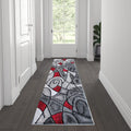 Flash Furniture Jubilee Collection Contemporary Area Rug - High Pile Red Olefin Rug - 2' X 7' Area Rug - Jute Backing - Hallway, Entryway, Bedroom, Living Room