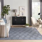 Nourison Versatile Indoor/Outdoor Denim Blue 9' X 12' Area Rug, Easy Cleaning, Non Shedding, Bed Room, Living Room, Dining Room, Deck, Backyard, Patio, High Traffic Area (9X12)