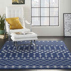 Nourison Grafix Moroccan Navy 6' X 9' Area Rug, Easy Cleaning, Non Shedding, Bed Room, Living Room, Dining Room, Kitchen (6X9)