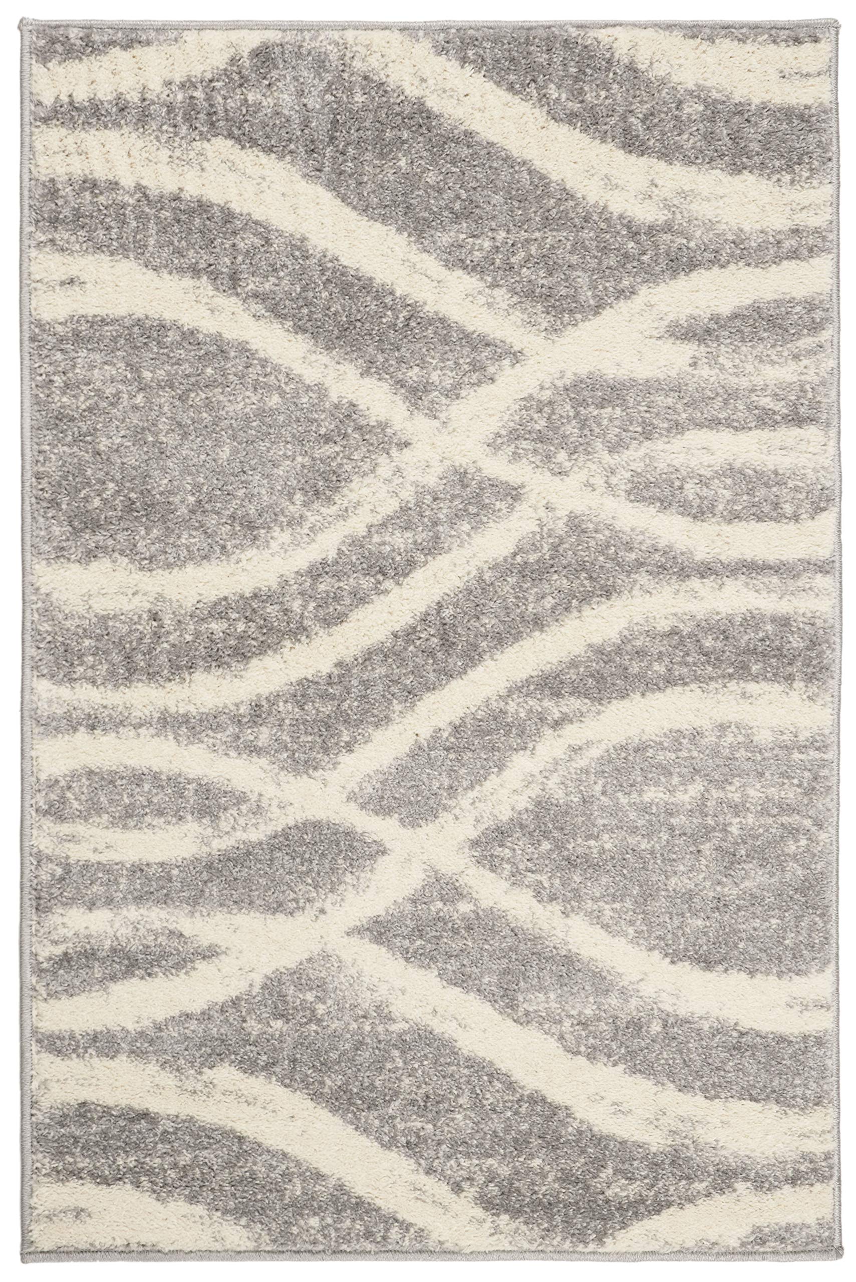 SAFAVIEH Adirondack Collection Accent Rug - 26 x 4, Grey & Cream, Modern Wave Distressed Design, Non-Shedding & Easy Care, Ide