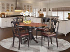 East West Furniture KENL5-BLK-LC 5 Piece Kitchen Table & Chairs Set Includes an Oval Dining Room Table with Butterfly Leaf and 4 Faux Leather Upholstered Chairs, 42x60 Inch, Black & Cherry