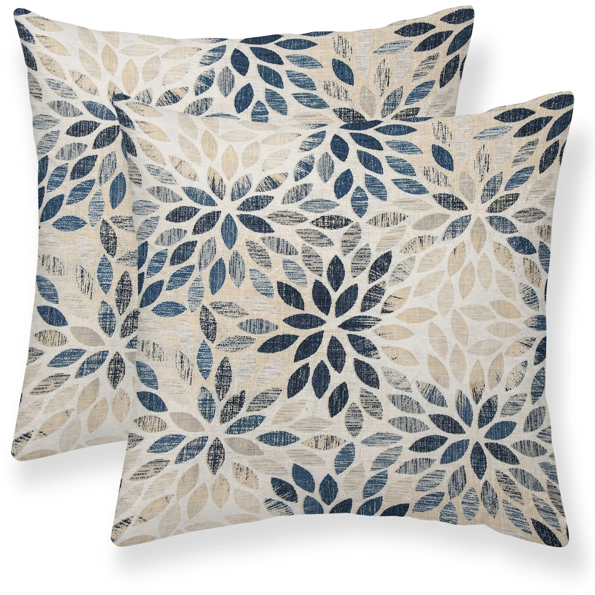 Dahlia Pillow Covers 16X16 Inch Set Of 2 Summer Rust Geometric Flower Outdoor Decorative Throw Pillows Farmhouse Navy Blue Pillo
