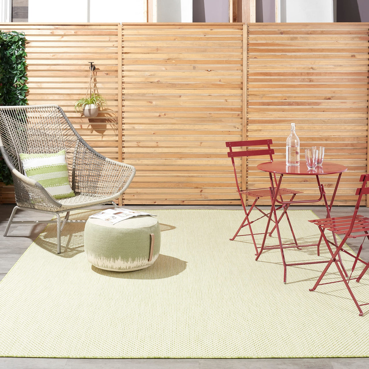 Nourison Courtyard Indoor/Outdoor Area Rug 8' X 10', Ivory Green, Rectangular Geometric Easy Cleaning Non Shedding Bed Room Livi