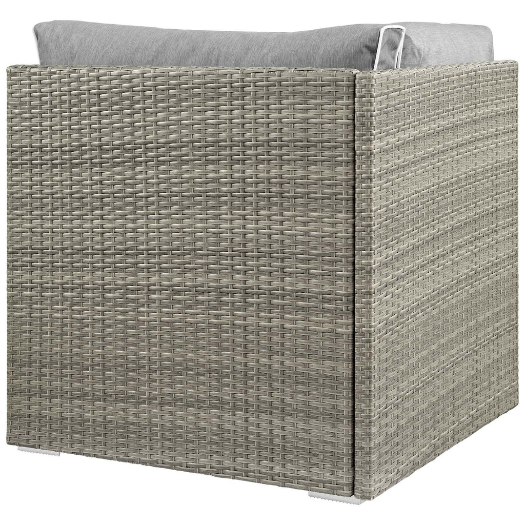 Modway Repose Wicker Rattan Outdoor Patio Corner Sectional Sofa Chair With Cushions In Light Gray Gray