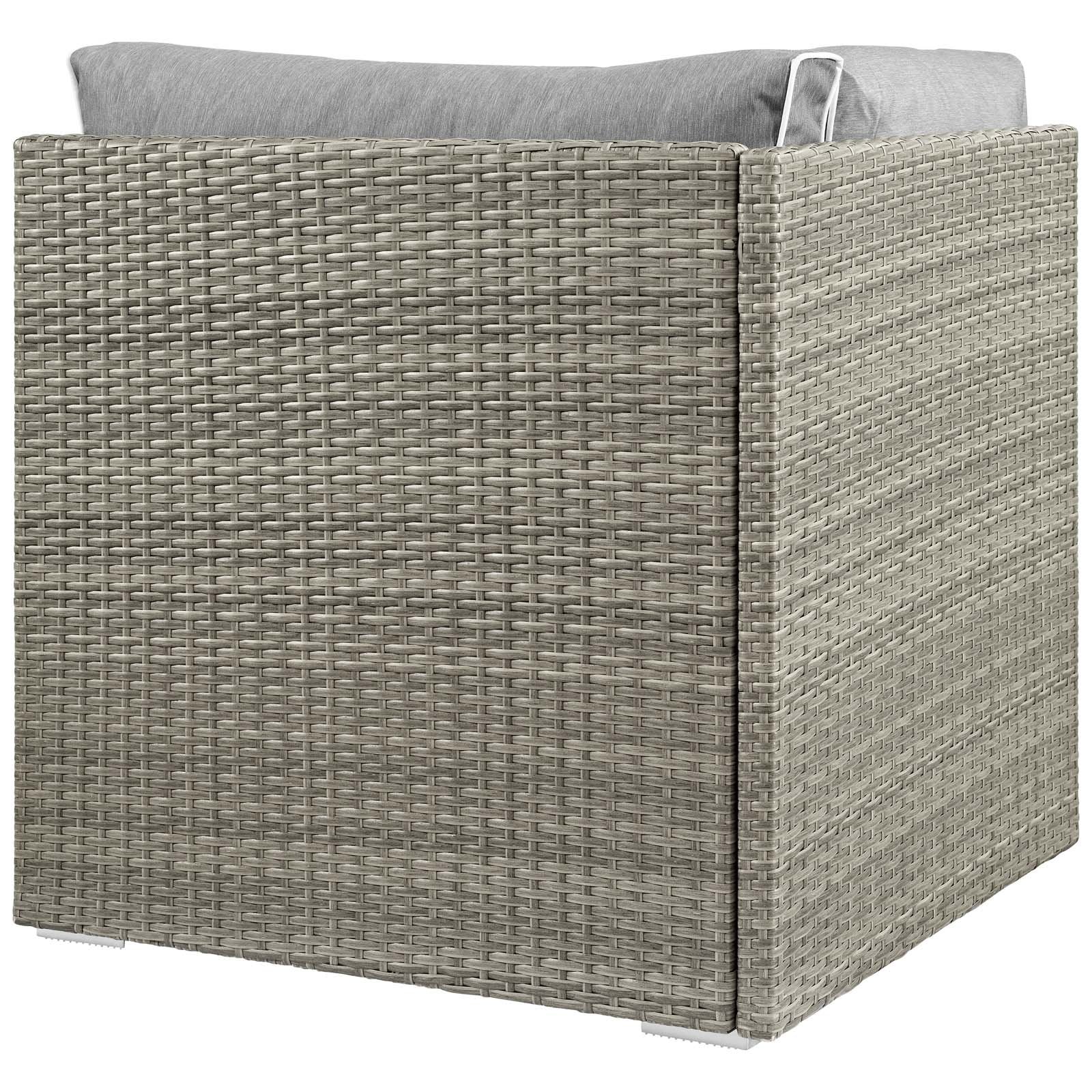 Modway Repose Wicker Rattan Outdoor Patio Ottoman wth Cushions in Light Gray Gray