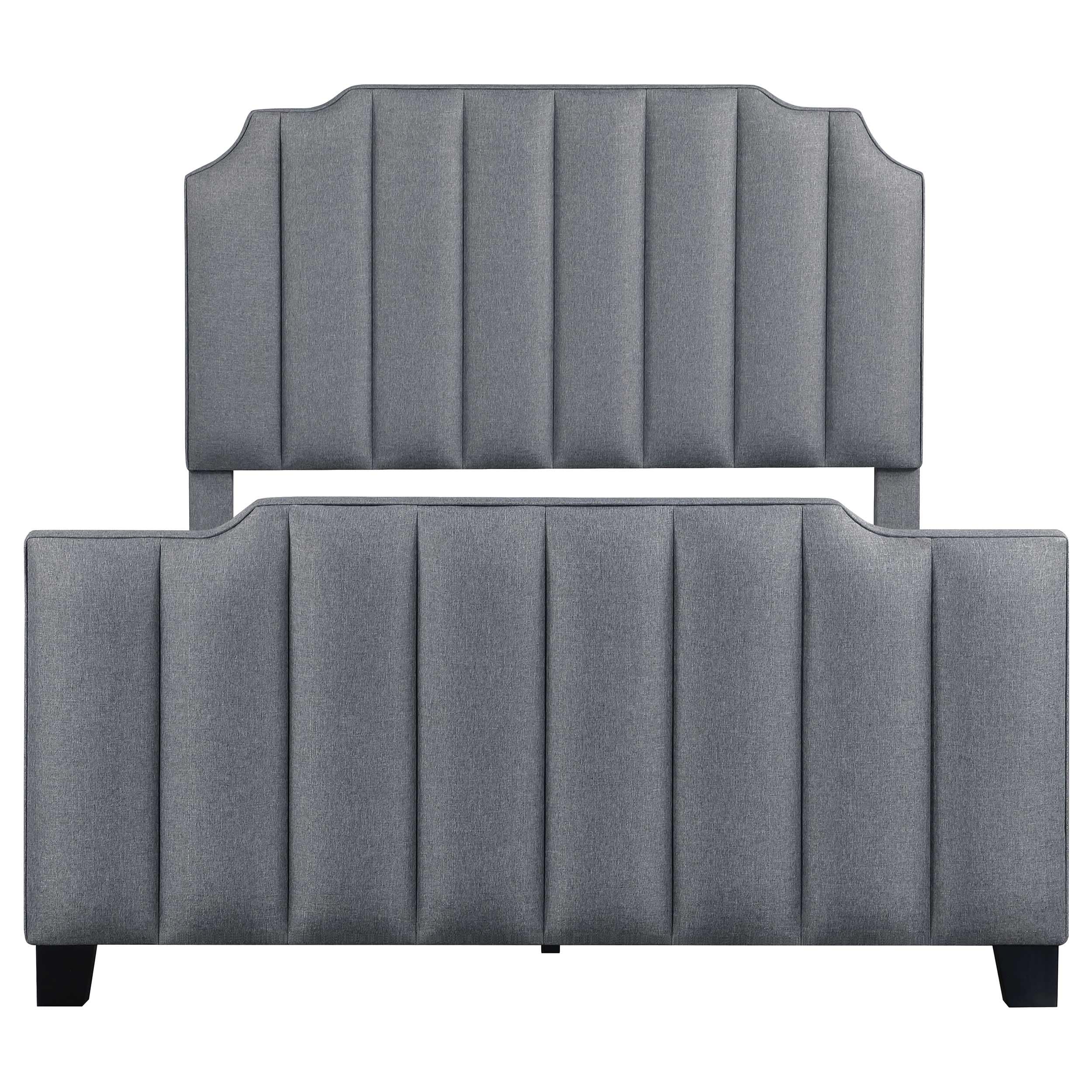 Coaster Home Furnishings Fiona Contemporary Fabric Upholstered Eastern King Size Panel Bed Frame 57-inch Headboard Light Grey 306029KE
