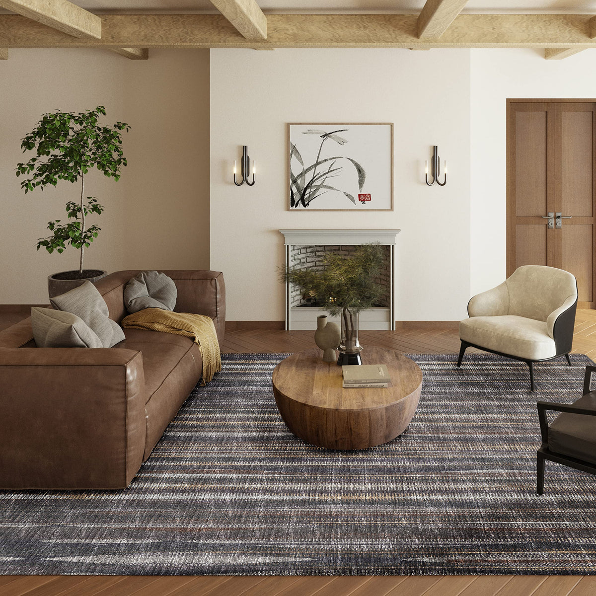 Addison Rugs Waverly 10' X 14' Awa31 Brown Indoor Outdoor Area Rug, Stain Resistant, Machine Washable, Non Shedding, Bedroom, Living Room, Dining Room, Kitchen Rug