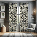 Ambesonne Leafy Art Curtains, Ivory Tone Curlicue Leaves of Victorian on Beige Tone Back Monochrome, Window Treatments 2 Panel S