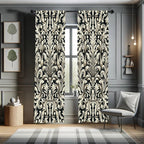 Ambesonne Leafy Art Curtains, Ivory Tone Curlicue Leaves of Victorian on Beige Tone Back Monochrome, Window Treatments 2 Panel S