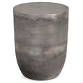 Simplihome Morris Metal Accent Table, 16.5-Inch, Antique Silver, Cast Aluminum, Round Drum Shape, Handcrafted, No Assembly Required, For Living Room