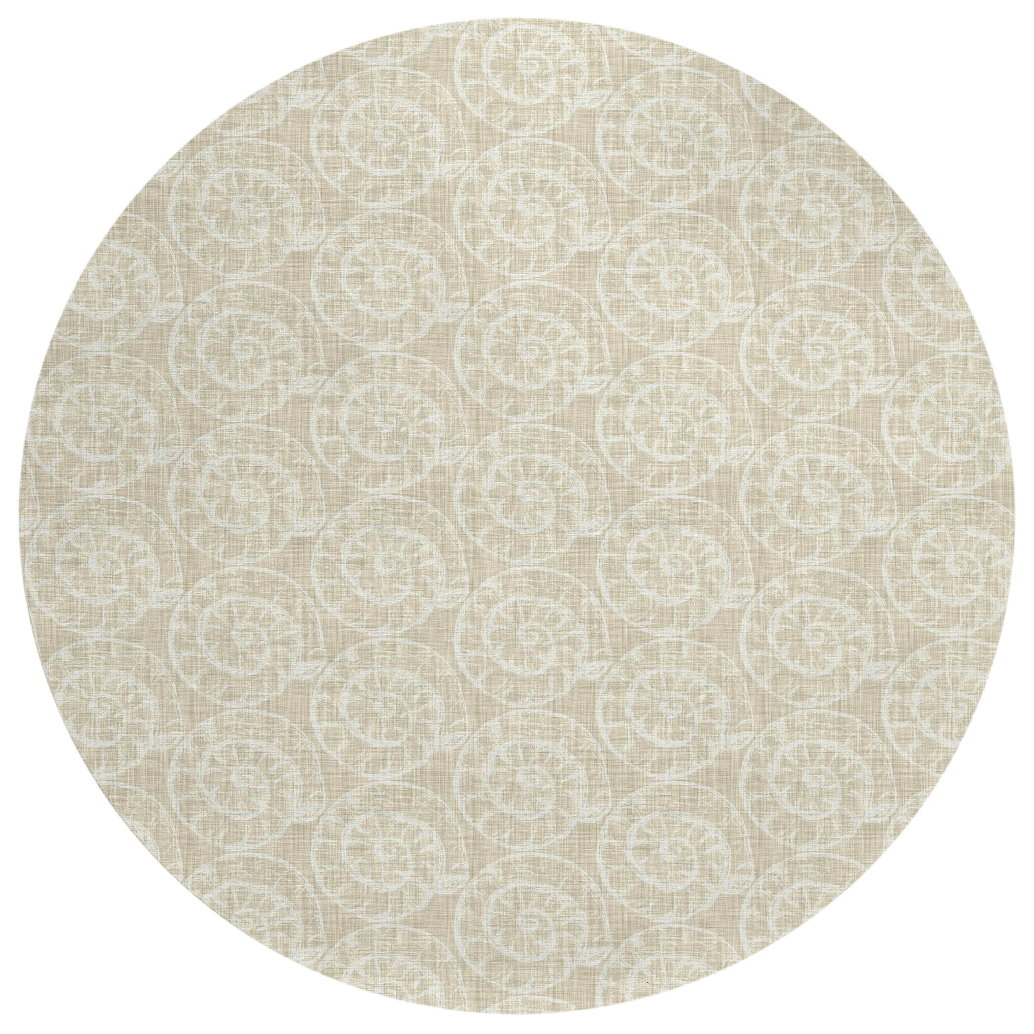 Addison Rugs Surfside Asr41 Beige 8' X 8' Indoor Outdoor Round Rug, Easy Clean, Machine Washable, Non Shedding, Bedroom, Living Room, Dining Room, Kitchen, Patio Rug