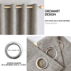Miulee 100% Blackout Linen Textured Curtains For Bedroom Solid Thermal Insulated Warm Taupe Grommet Room Darkening Curtains & Drapes Luxury Decor For Living Room Nursery 52 X 90 Inch (2 Panels)