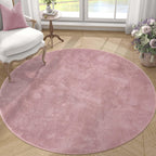 jinchan Solid Plush Round Rug 4ft Performance Shaggy Rug Circle Rug 4' Round Washable Area Rug Indoor Soft Rug Modern Faux Wool 