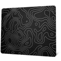Glass Mousepad For Gaming, Black Topographic Hard Gaming Mouse Pad, Professional Large Mouse Mat 410Mm*310Mm, Special Glass Surf