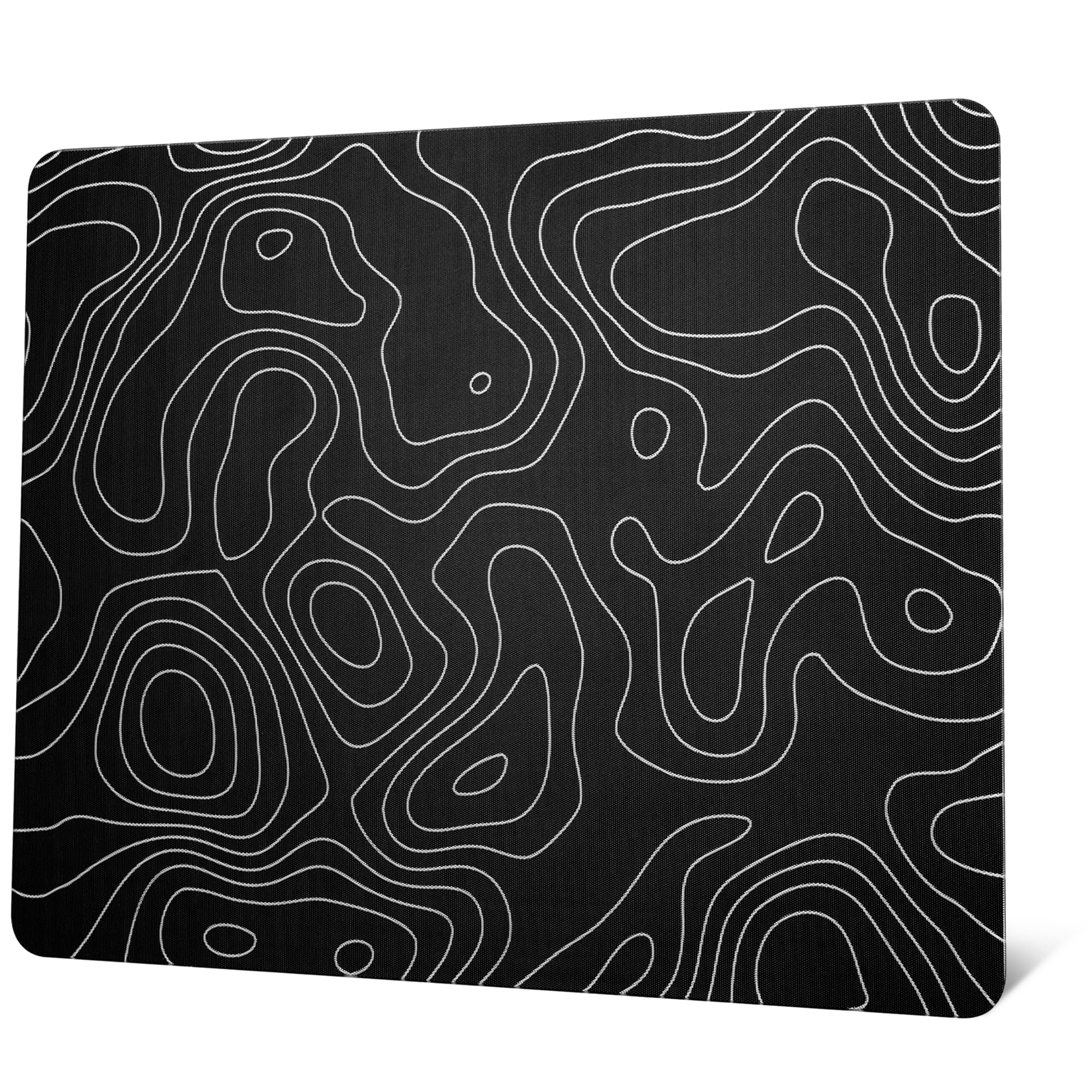 Glass Mousepad For Gaming, Black Topographic Hard Gaming Mouse Pad, Professional Large Mouse Mat 410Mm*310Mm, Special Glass Surf