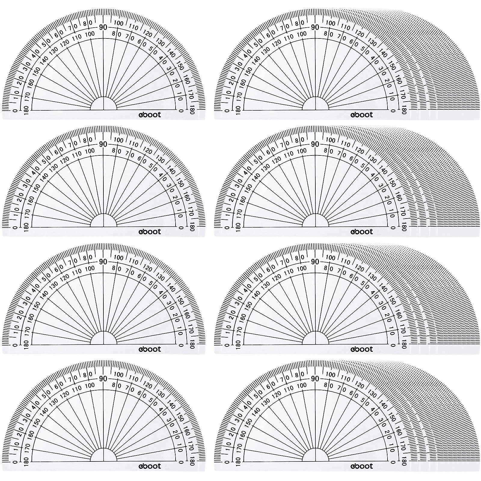 Eboot 50 Pcs Math Protractors Plastic Protractor 180 Degrees, 4 Inches(Clear)