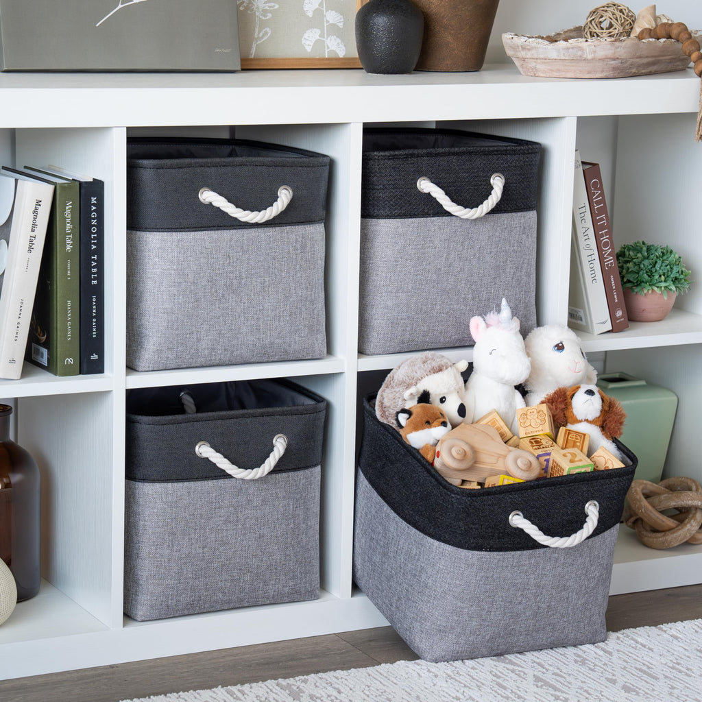 Organihaus 12X12 Cube Storage Bins Set Of 4, Fabric Cube Baskets For Storage Shelves, Foldable Storage Cubes For Kallax Organize