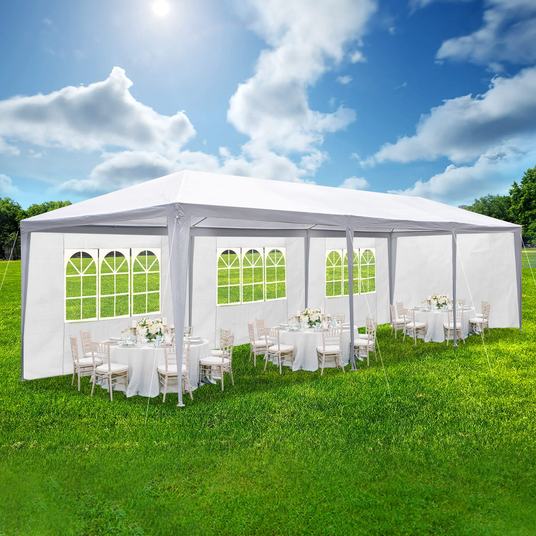 Smartxchoices 10' X 30' Outdoor Waterproof Gazebo Canopy Tent With Removable Sidewalls And Windows Heavy Duty Tent For Party Wed