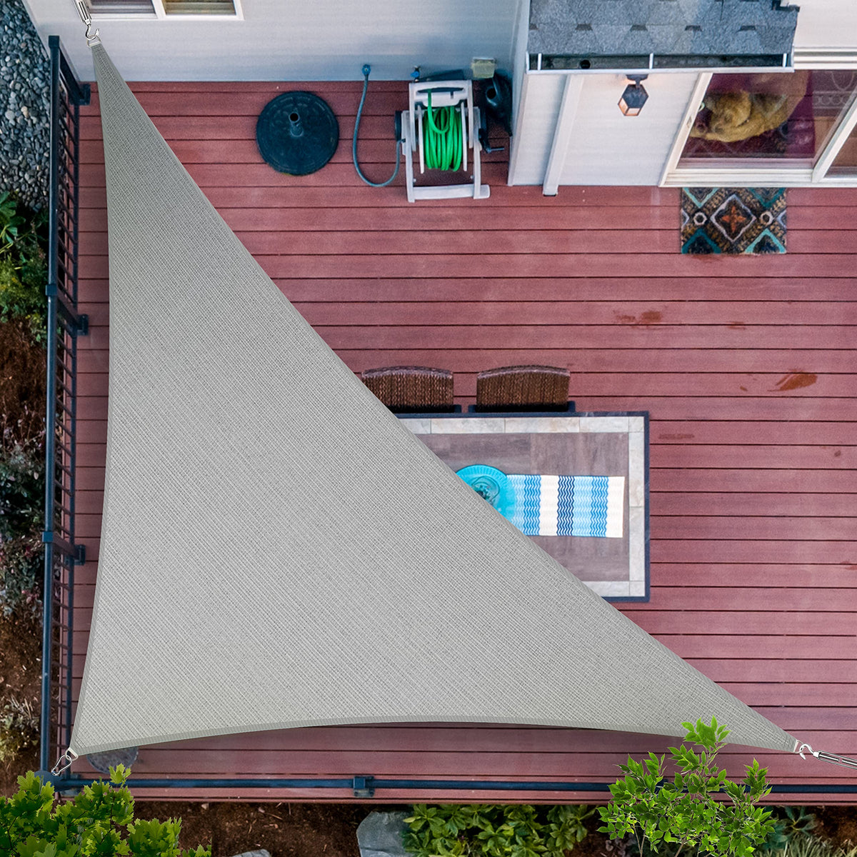 Shademart 14' X 16' X 21.3' Grey Sun Shade Sail Upf50 Right Triangle Smtapt16 Canopy Fabric Cloth Screen, Water Air Permeable &