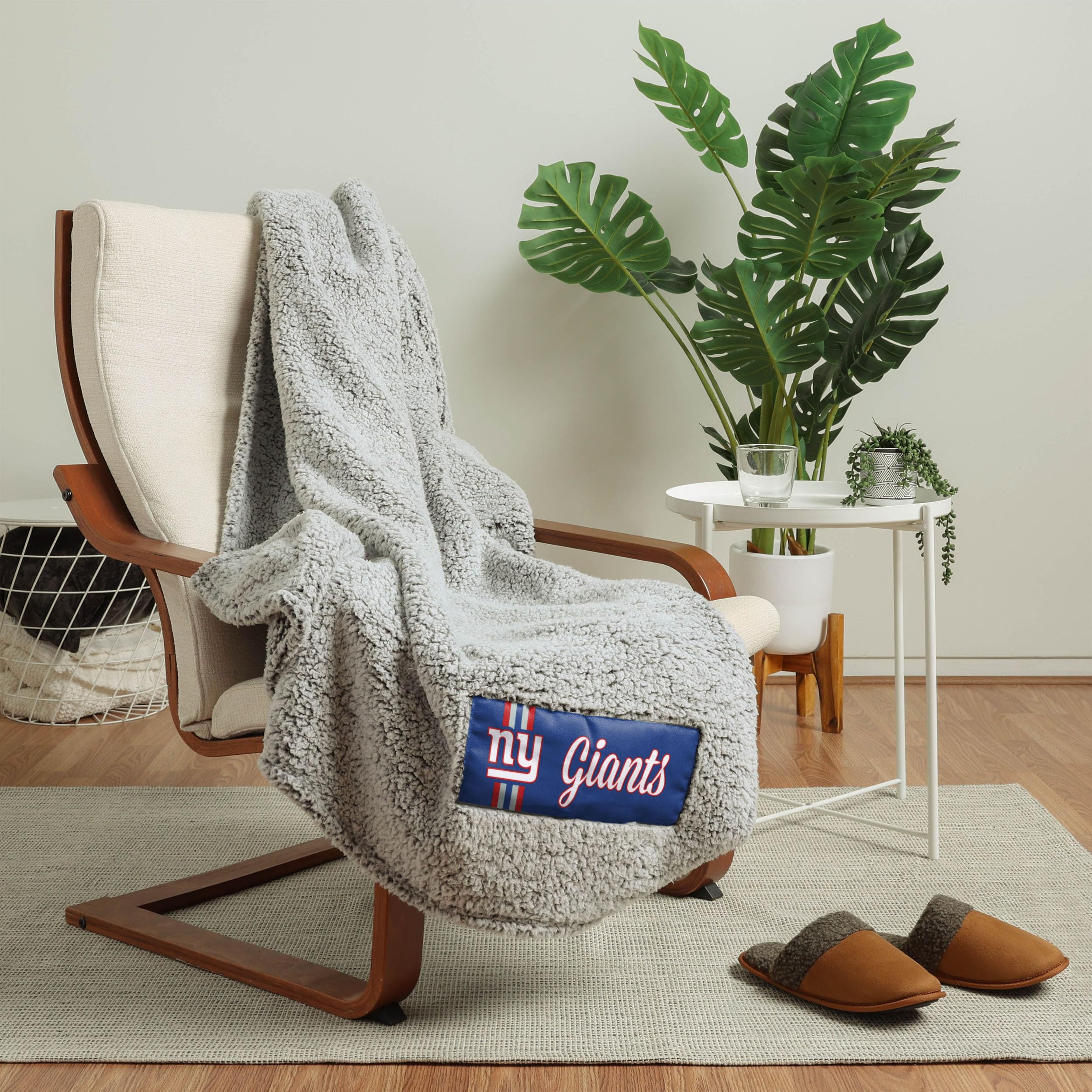 Foco New York Giants Nfl Big Logo Cloud Sherpa Blanket