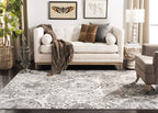 Safavieh Madison Collection Area Rug - 6'7'' Square, Cream & Silver, Boho Chic Glam Paisley Design, Non-Shedding & Easy Care, Id
