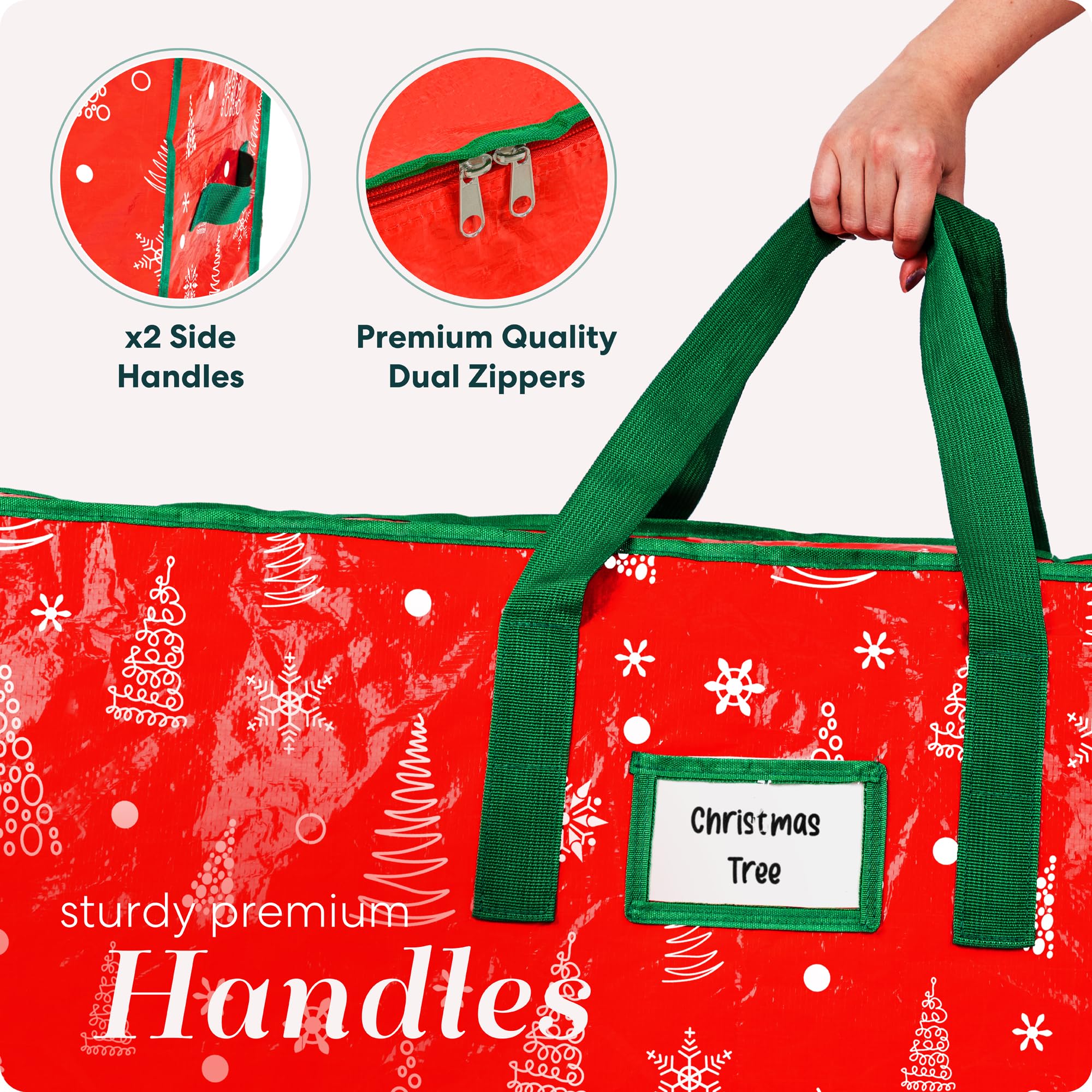 Handy Laundry Christmas Tree Storage Bag - Stores 9 Foot Artificial Xmas Holiday Tree, Durable Waterproof Material, Zippered Bag, Carry Handles. Protects Against Dust, Insects And Moisture.