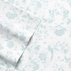 Laura Ashley - King Sheets, Soft Sateen Cotton Bedding Set - Sleek, Smooth, & Breathable Home Decor (Garden Palace Blue, King)