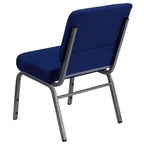 Flash Furniture 21 Inch Church Chair W/4 Seat Silver Vein Frame, Navy Blue