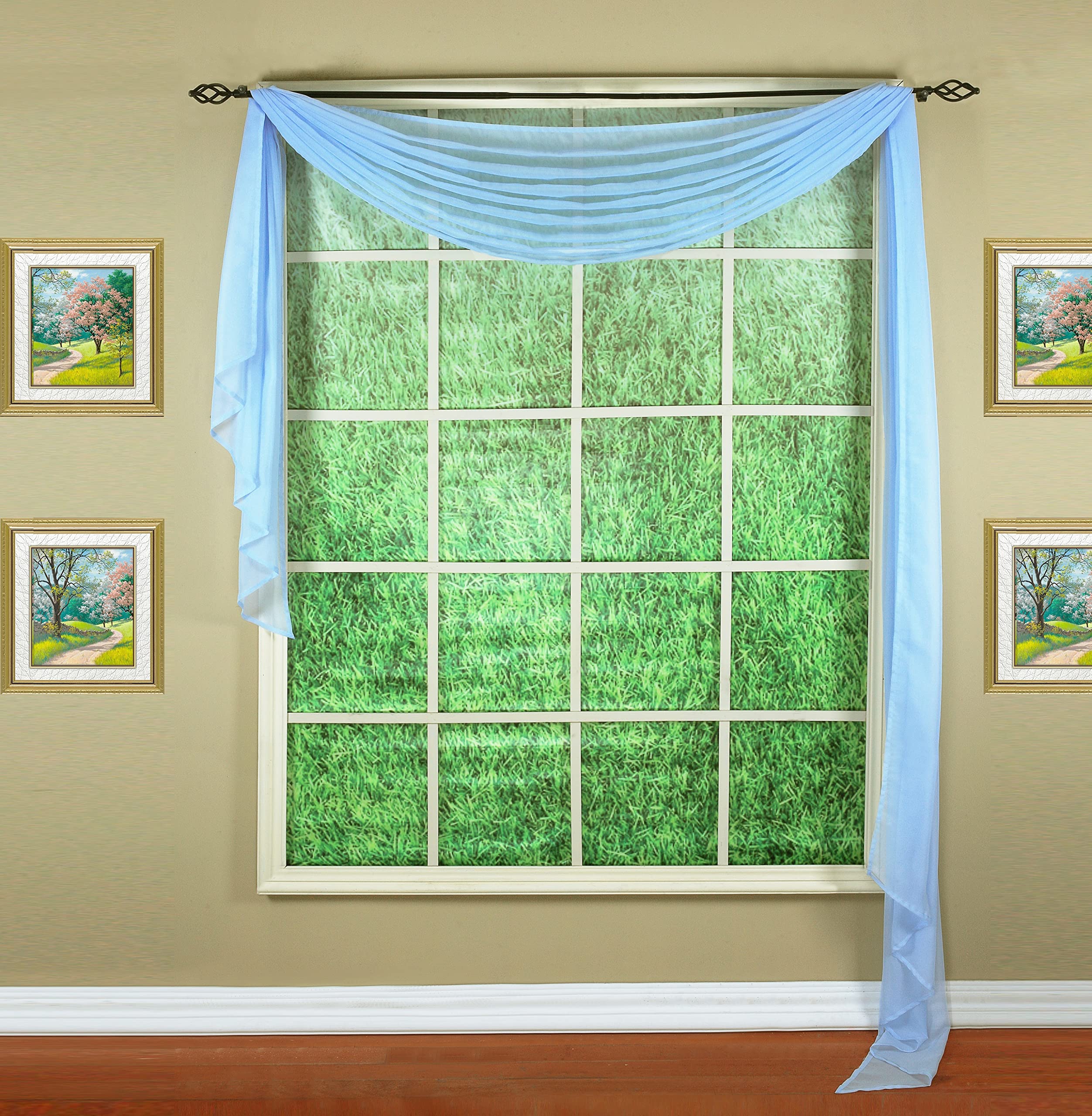 Today'S Curtain Emelia Original Voile Scarf 216', Sky Blue, 45' W X 216' L