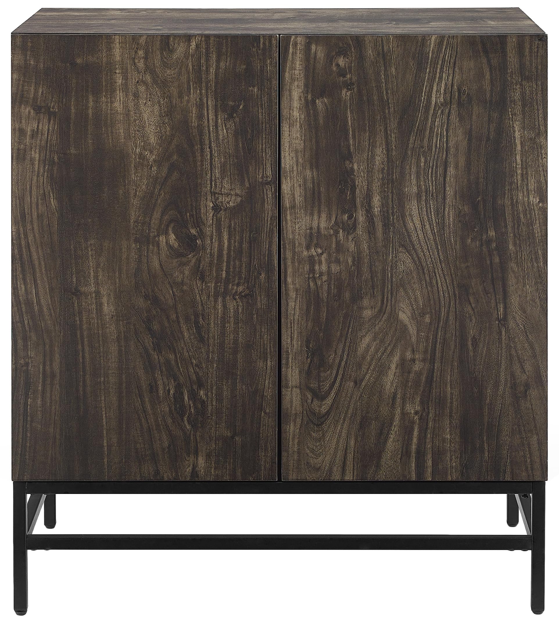Crosley Furniture Jacobsen Bar Cabinet with Storage Shelves and Wine Rack, Brown Ash/Matte Black