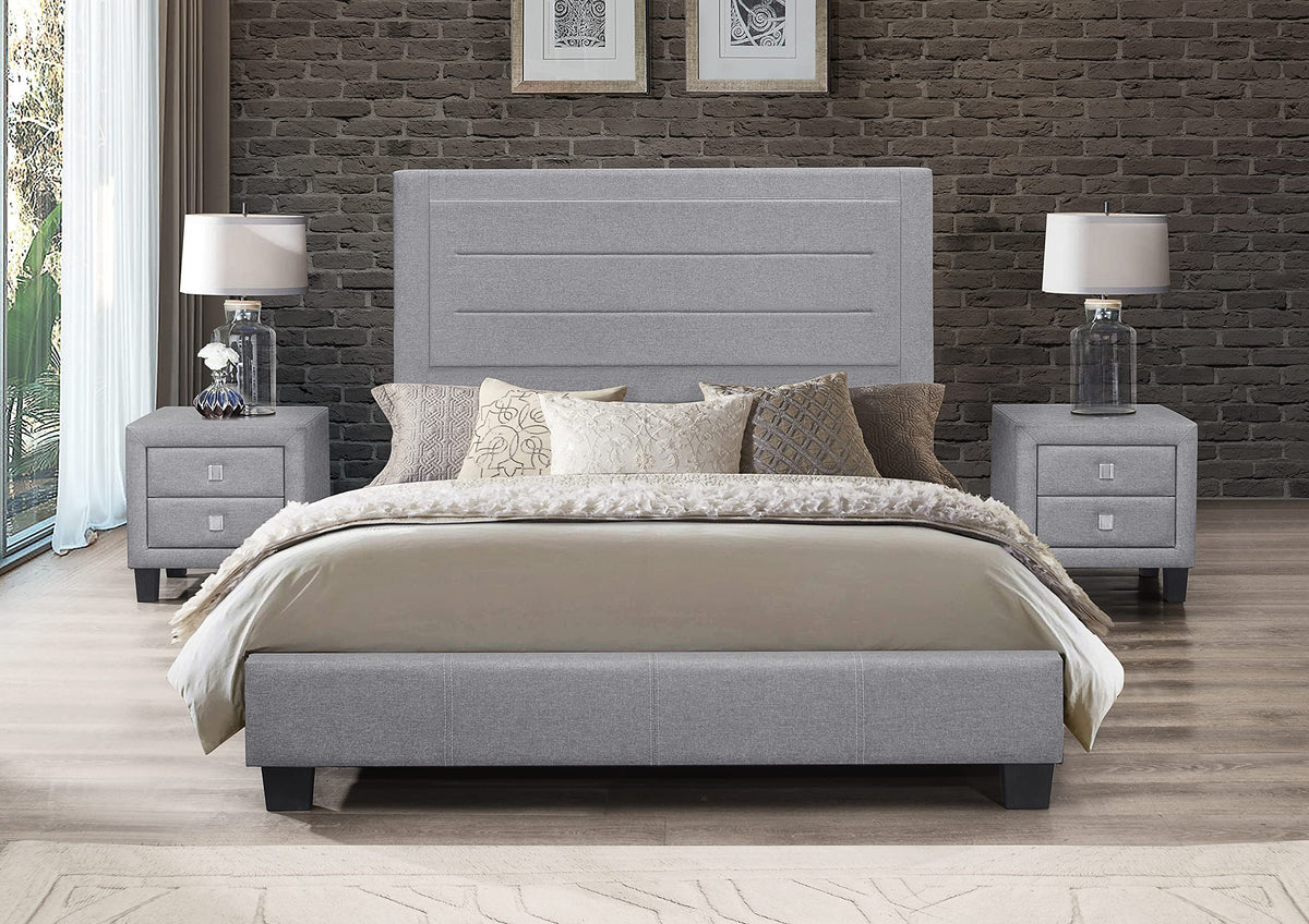 Neos Modern Furniture Queen Fabric Bed, Gray