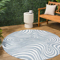 JONATHAN Y SCN103C-7R Maribo High-Low Abstract Groovy Striped Light Blue/Ivory 7 Round Indoor/Outdoor Area Rug, Pet Friendly, N