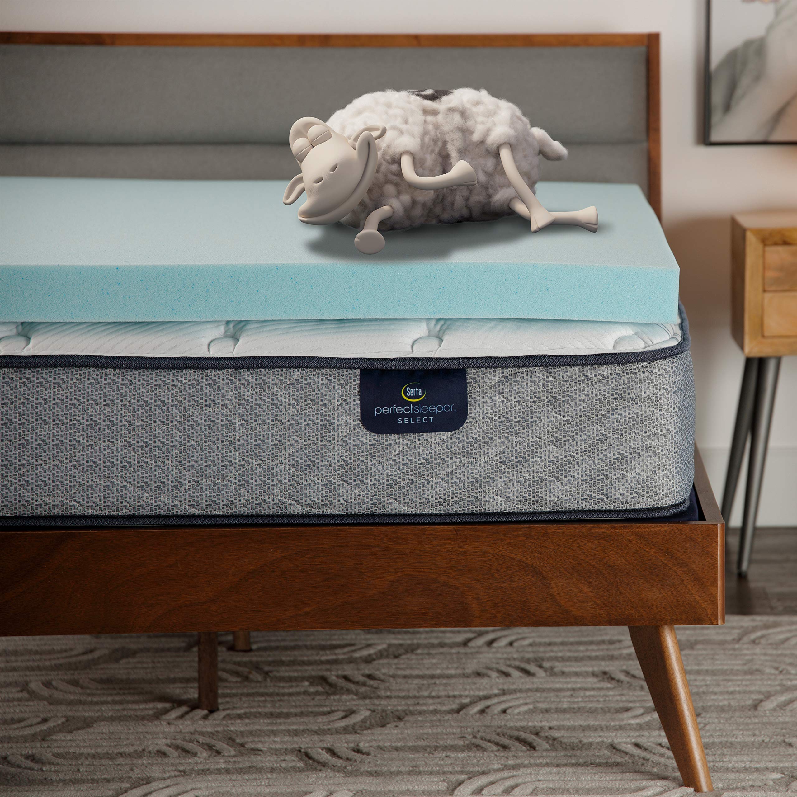 Serta Thermagel Cooling, Pressure-Relieving Memory Foam Mattress Topper, 3 Inch, Twin Xl,Blue