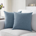Meekio Set Of 2 Deep Grey Blue Pillow Covers 16 X 16 Inch Farmhouse Boho Decorative Throw Pillow Covers Linen Cushion Covers For Sofa Couch Décor