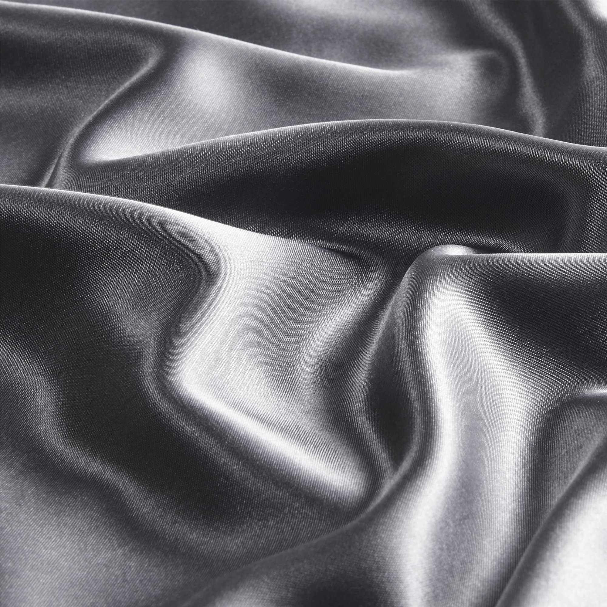 Bedelite Satin Pillowcase With Zipper, Dark Grey King Size Pillow Cases Set Of 2, Super Soft And Cooling Similar To Silk Pillow