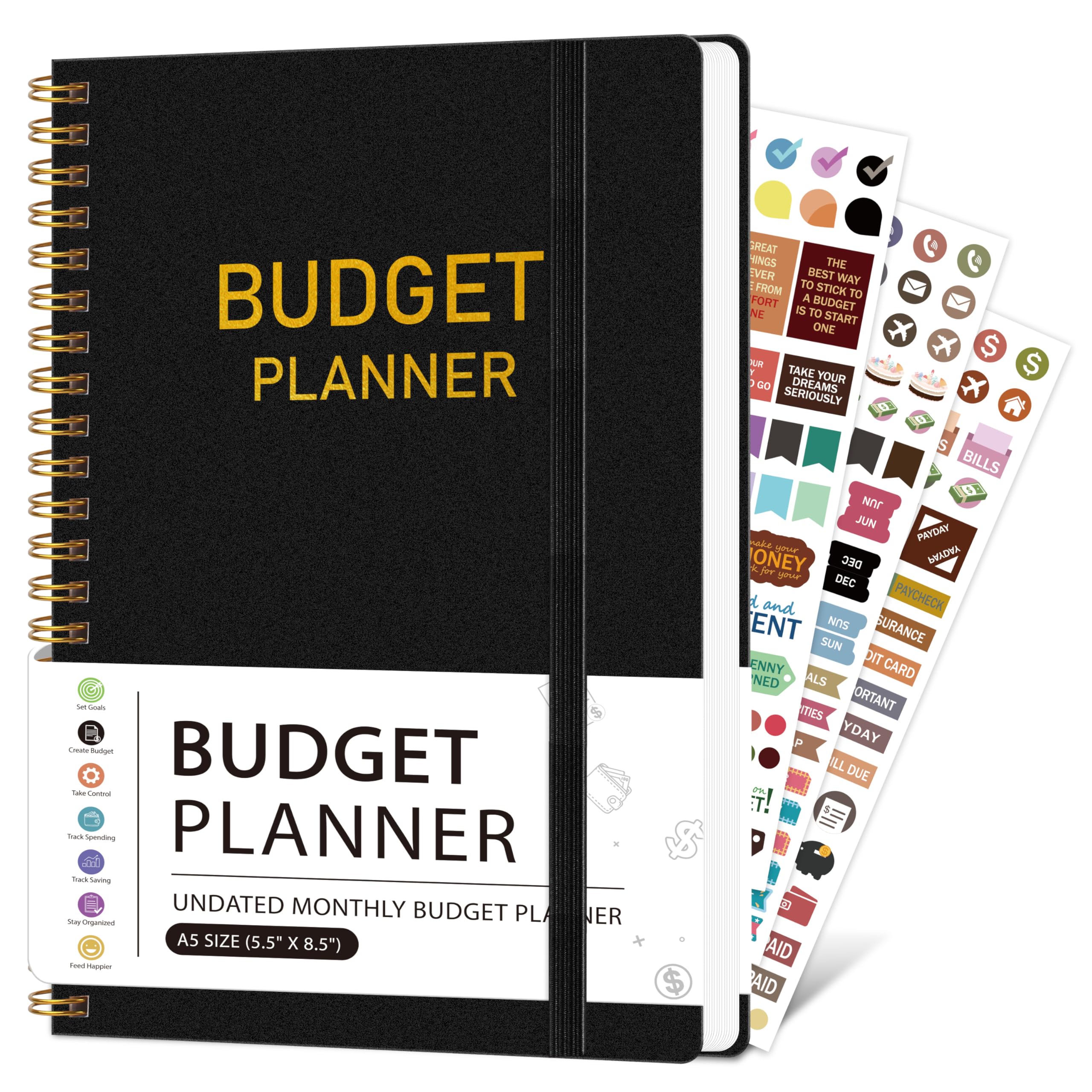 Doura Monthly Budget Planner, Monthly Budget Book Planner With Expense Tracker Notebook, 5.5' X 8', Undated Budget Planner And
