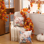 DFXSZ Fall Pillow Covers 20x20 inch Set of 2 Orange White Pumpkin Leaves Outdoor Throw Pillows for Home Couch Autumn Decoration TH27-A20