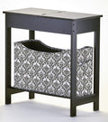 Side Table with Fashion Print Storage Bin - Black