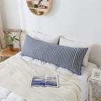 H Household Pillowcases, 100% Cotton Jersey Knit, Soft And Cozy, Wrinkle, Stain Resistant With Envelope Closure (Dark Blue Strip