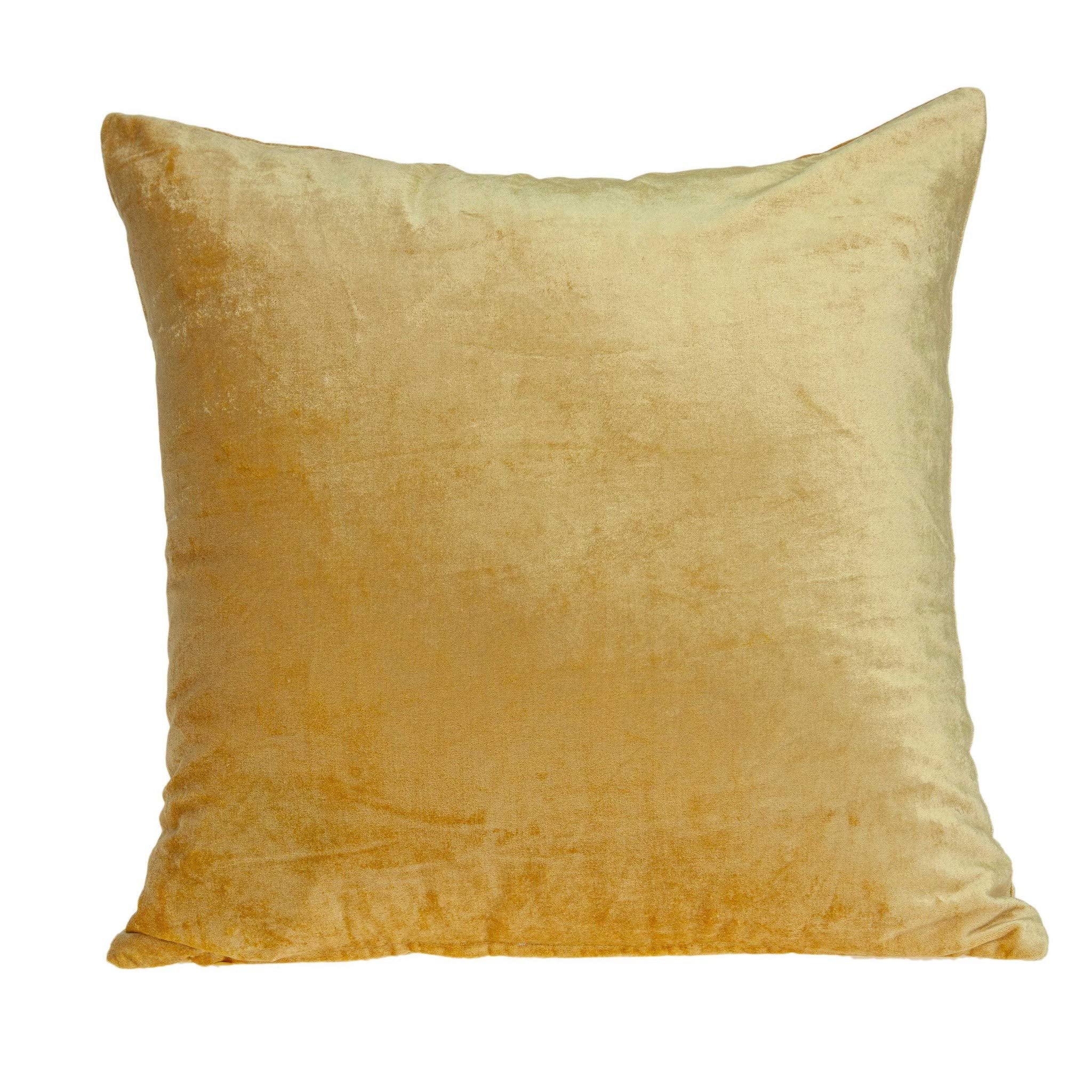 HomeRoots 50% Cotton, 50% Viscose 18' x 7' x 18' Transitional Yellow Solid Pillow Cover with Poly Insert