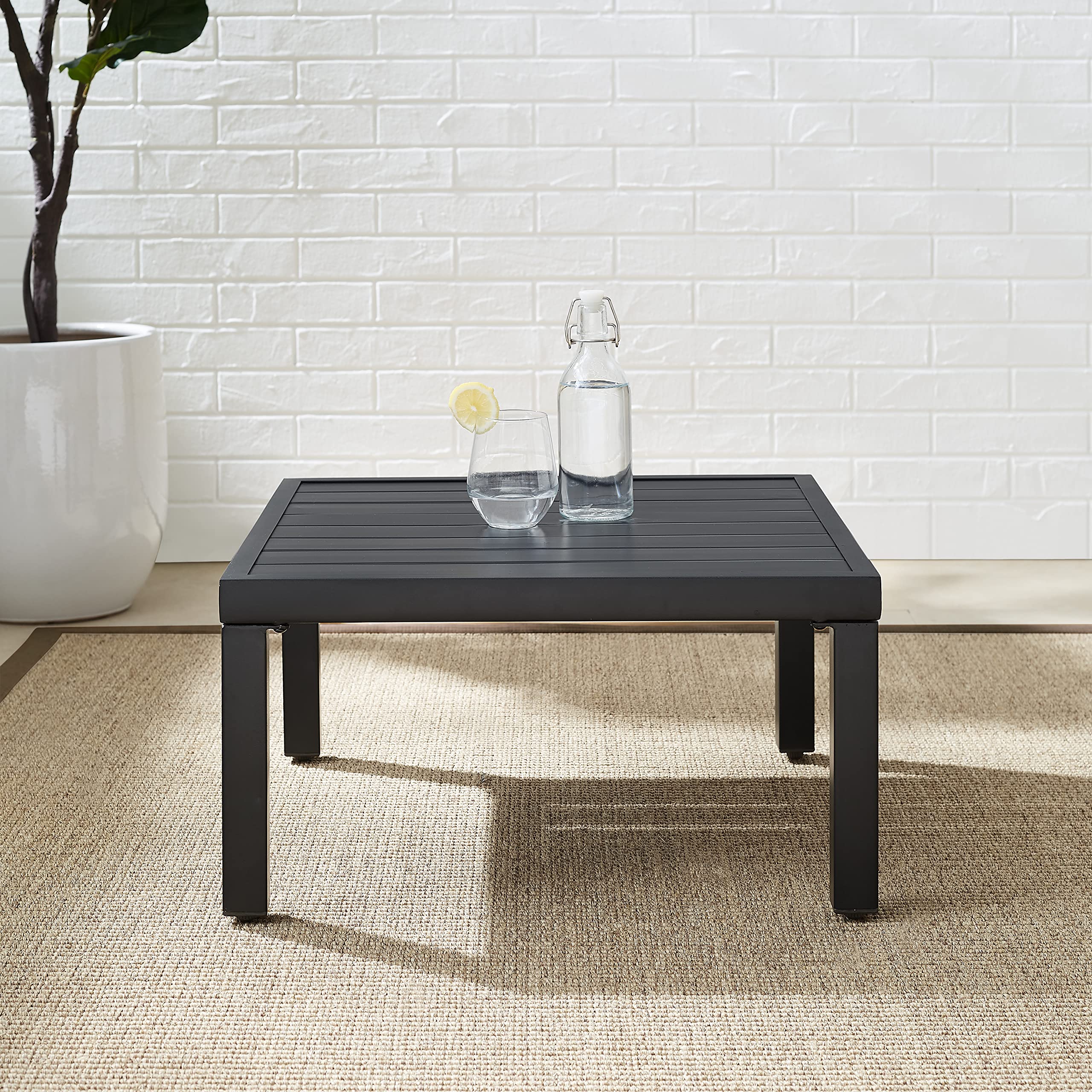 Crosley Furniture CO6322-MB Piermont Outdoor Metal Sectional Side Table, Matte Black