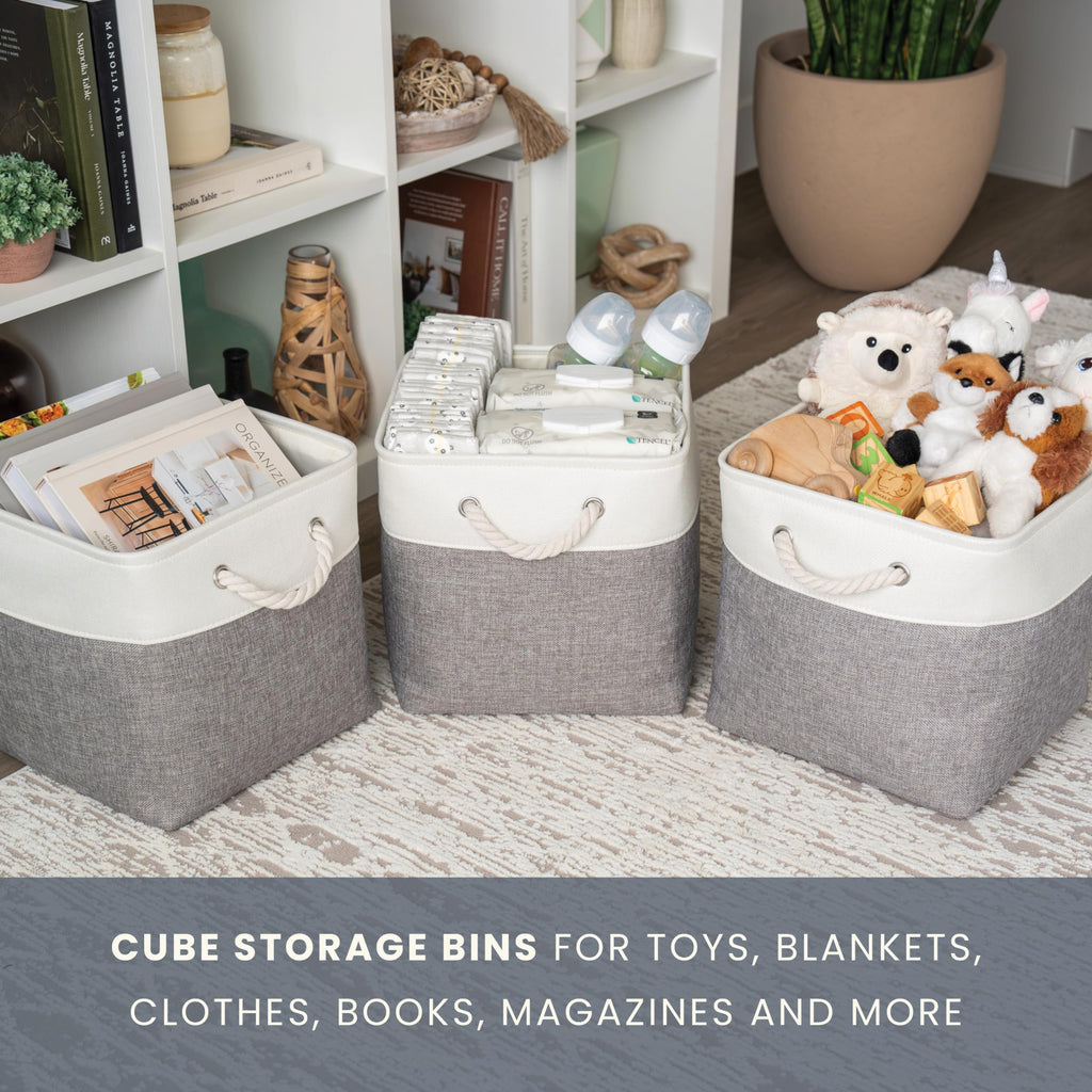 Organihaus 11X11 Cube Storage Bins Set Of 4, Fabric Cube Baskets For Storage Shelves, Foldable Storage Cubes For Kallax Organize